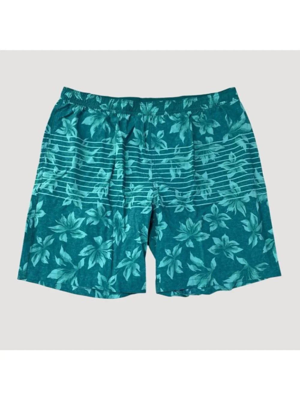 NWT Kirkland Signature Men's XXL Swim Shorts Teal Floral Print